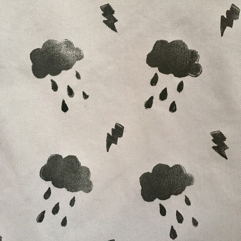 Grey Storm Cloud Hand Printed Tote
