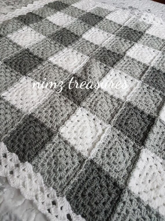 Unisex Bebe Patchwork Gingham Monocromo Crochet Bebe Bebe Cuna Etsy
