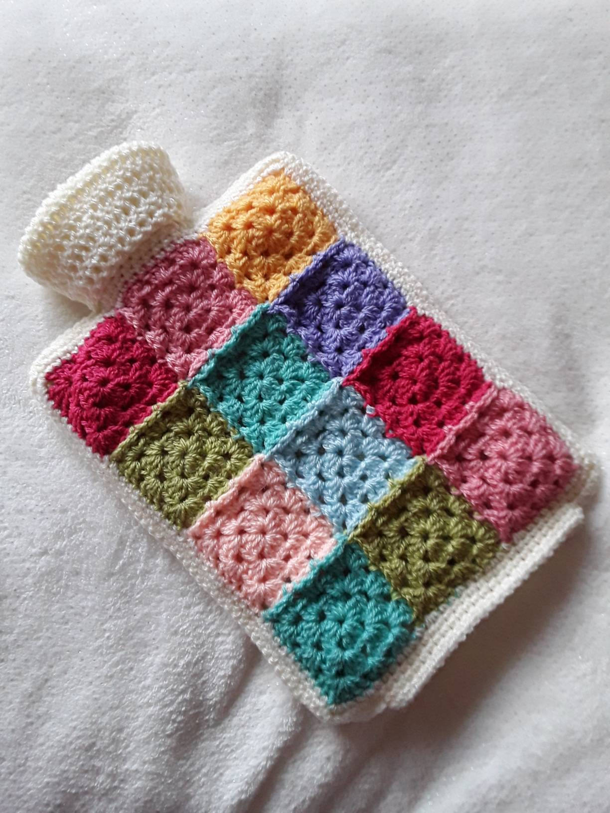 Crochet Rainbow Hot Water Bottle Cover With 2 Litre Bottle Etsy