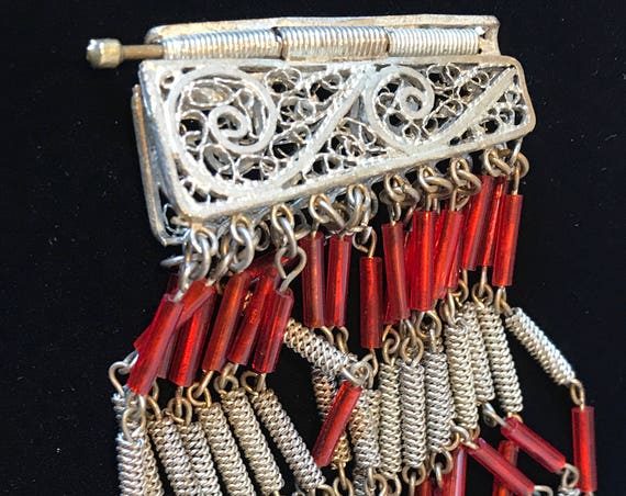 Beautiful and unusual vintage ethnic filigree glass beaded bracelet