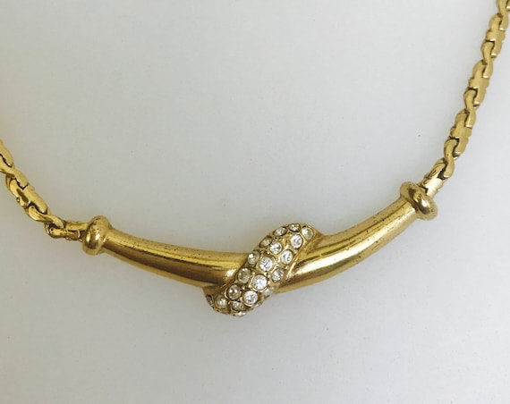 Vintage Attwood and Sawyer gold plated crystal necklace 19.5 inches