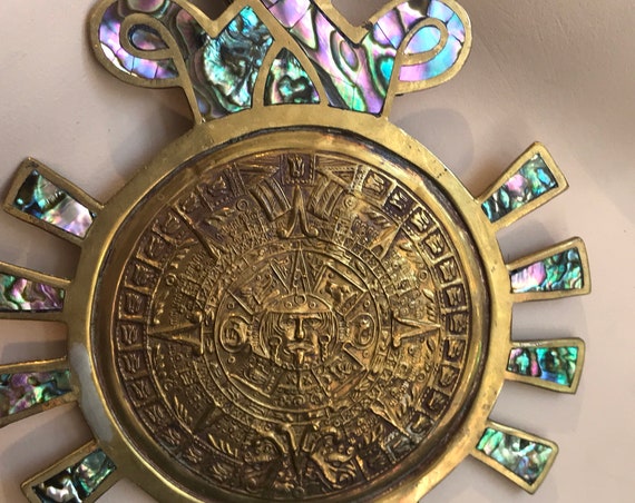 Vintage Mexico Metales Casados Statement piece oversized pendant necklace