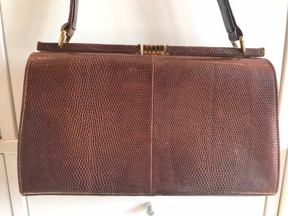 Vintage Mappin & Web brown lizard skin handbag