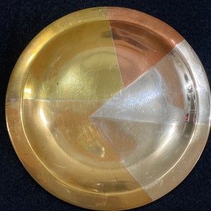 Small LOS CASTILLO Mexico mixed metal dish Handmade Married Metals Metales Casados Mexican Modernist
