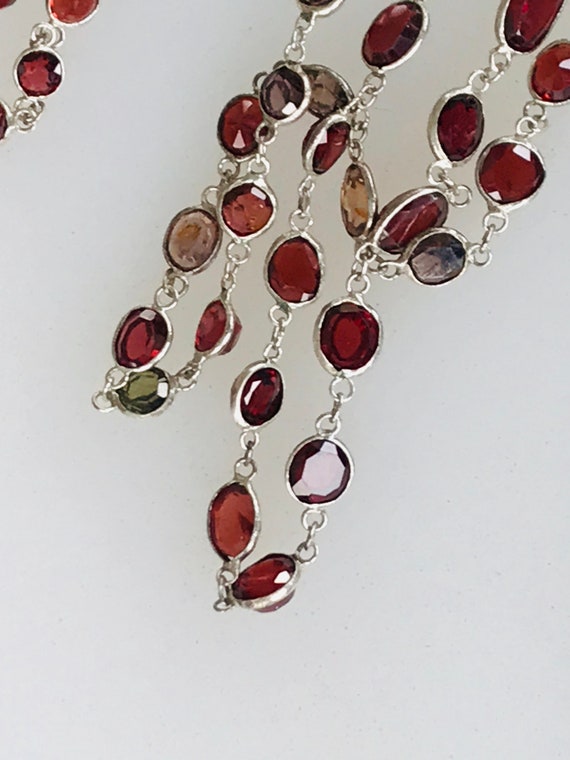Amazing Vintage graduated bezel gemstone necklace with old irregular hand cut stones