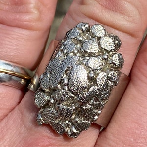Unusual Vintage brutalist 1970s metal statement piece ring U.K. size T