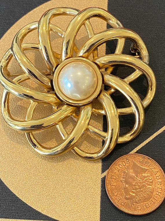 Vintage Oversized flower statement piece brooch pin by Monet