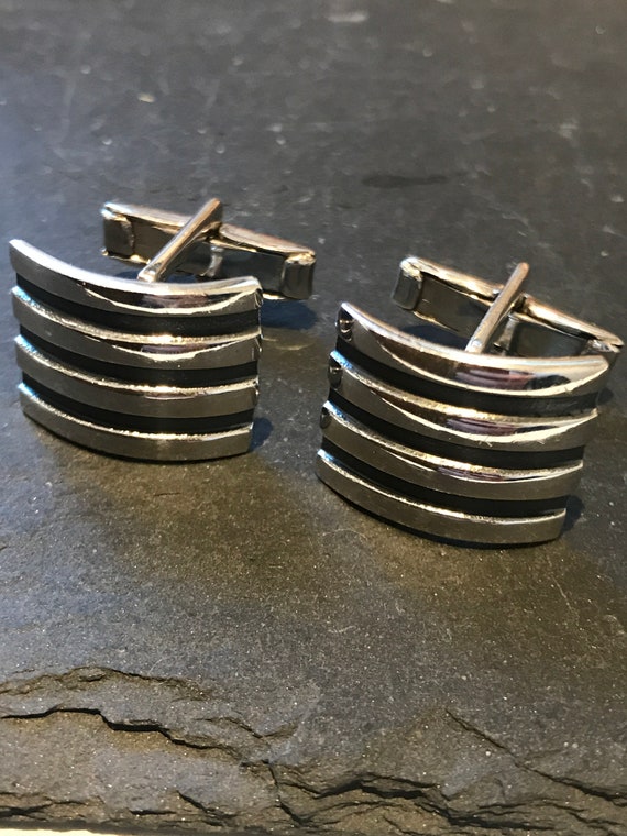 contemporary style solid 925 silver mens cufflinks great condition