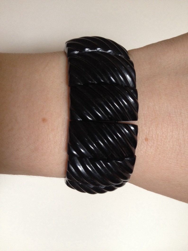 Beautiful Victorian dyed horn cuff panel bracelet