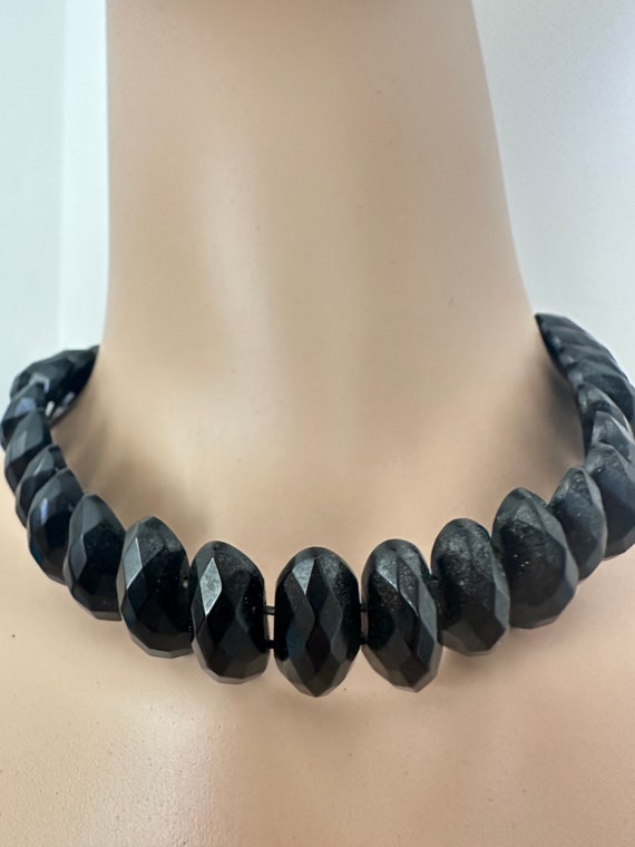 Fabulous Whitby Jet Victorian Faceted choker coll… - image 1