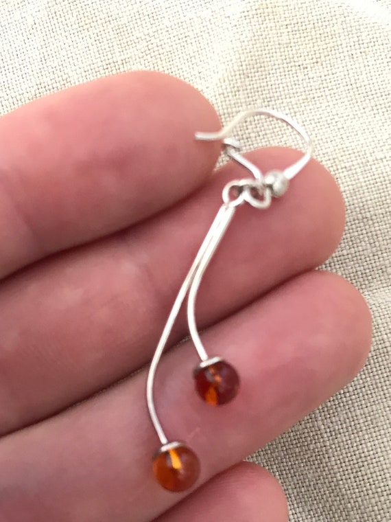 925 silver and honey baltic amber drop earrings
