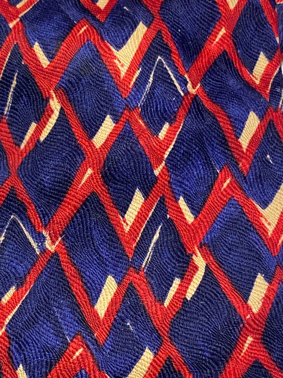 Authentic designer vintage Ermenegildo Zegna Italian silk mens red white and blue