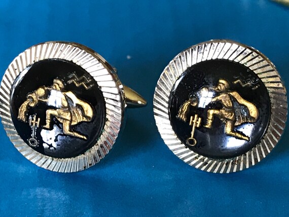 Vintage Stratton cufflinks horoscope Aquarius c1960s