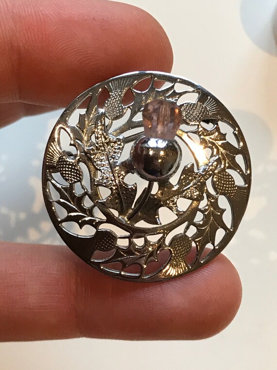 Vintage Scottish Thistle design Signed MIZPAH Brooch