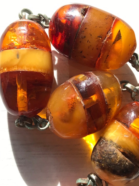 Vintage rustic style real Baltic Amber beaded necklace