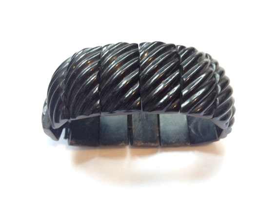 Beautiful Victorian dyed horn cuff panel bracelet