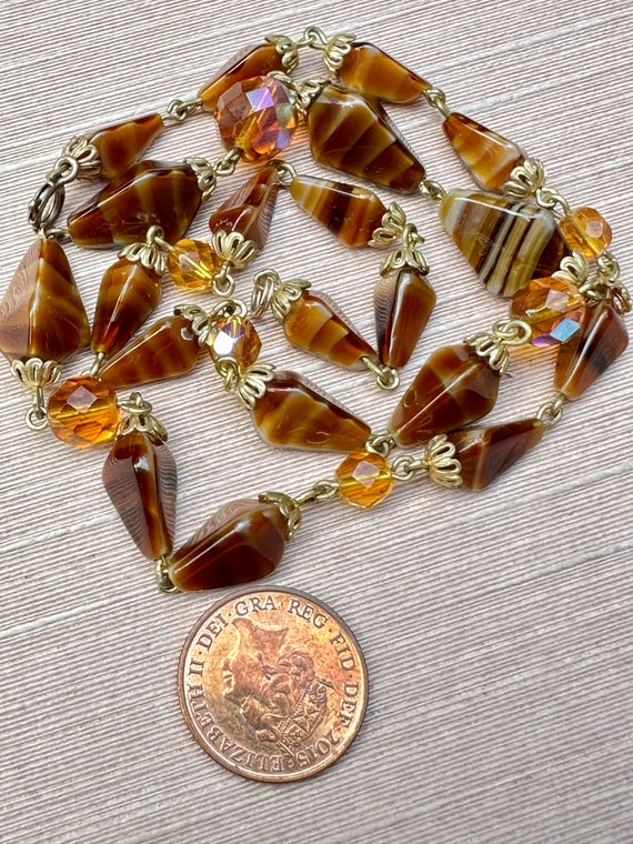 Vintage striped Tortoise Shell Colours Glass Beads