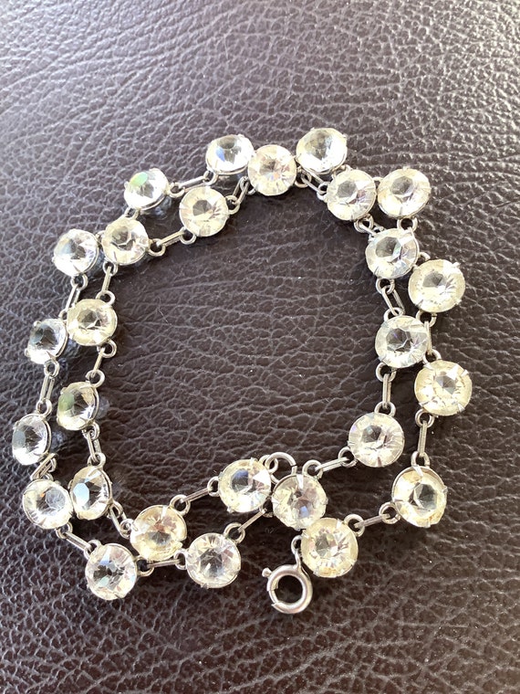 Stunning Original Art Deco crystal bezel set Rivière silver collar choker necklace 15 inches