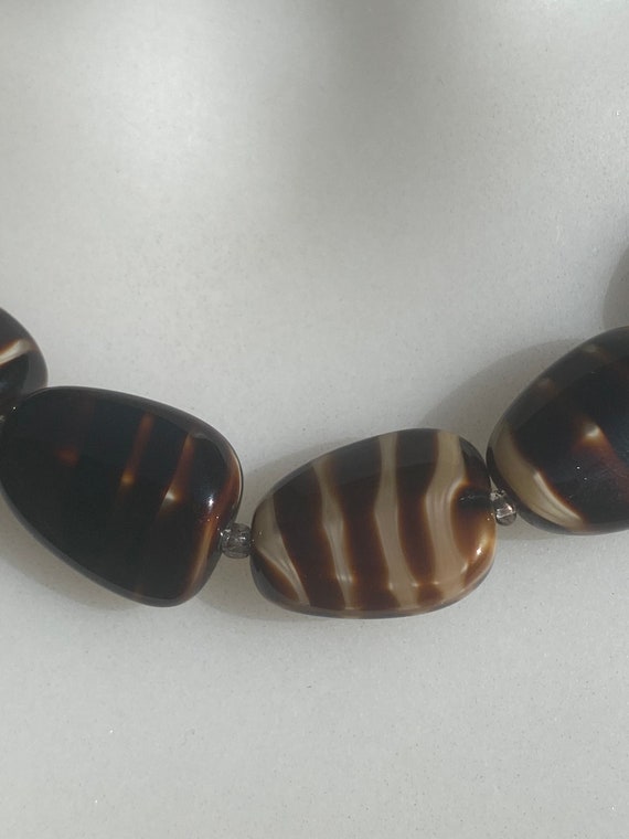 Beautiful vintage glass tiger stripes pebble bead… - image 6