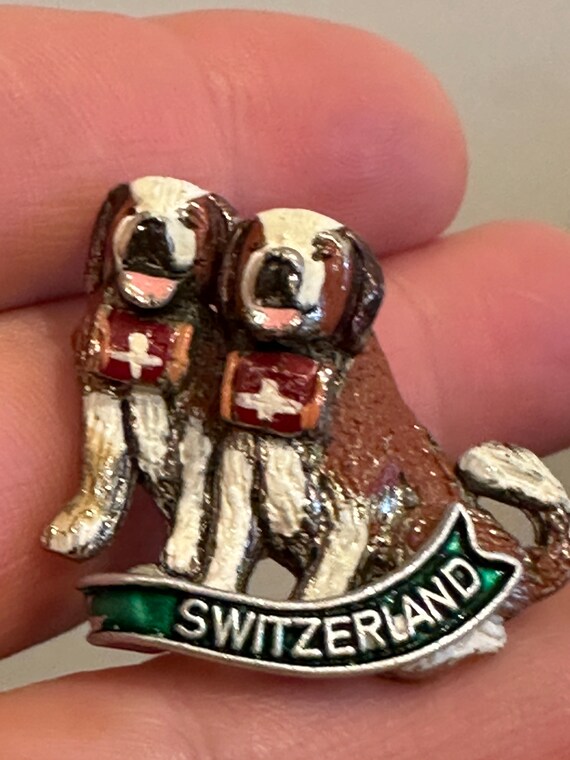 Vintage Switzerland souvenir brooch St Bernard’s dog brooch pin