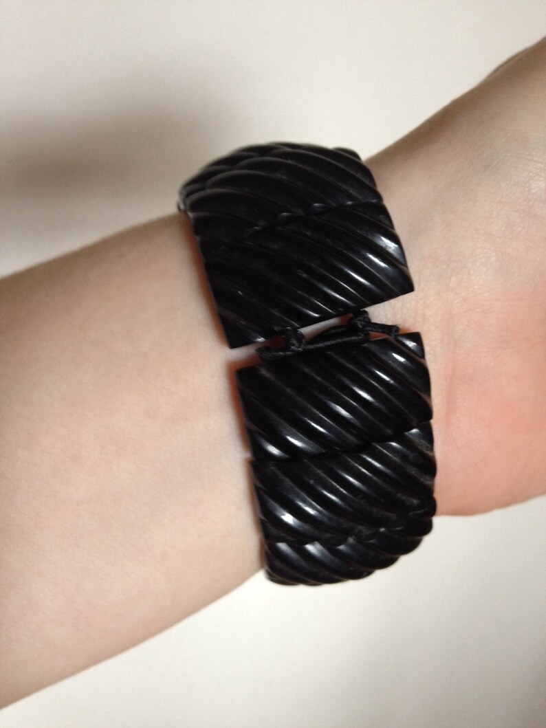 Beautiful Victorian dyed horn cuff panel bracelet