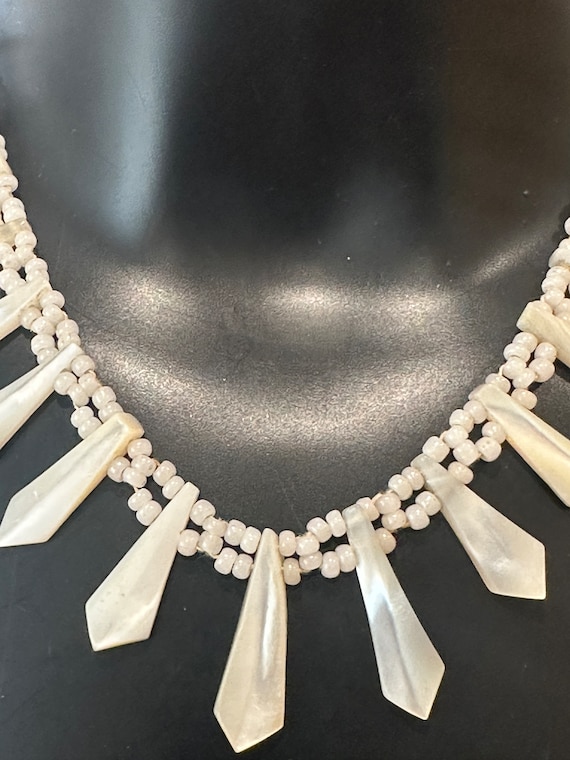 Vintage Art Deco era carved mother of pearl beaded necklace