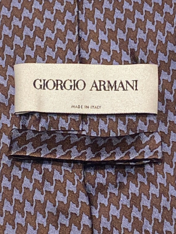 Authentic designer vintage Giorgio Armani pattern blue brown silk mens tie