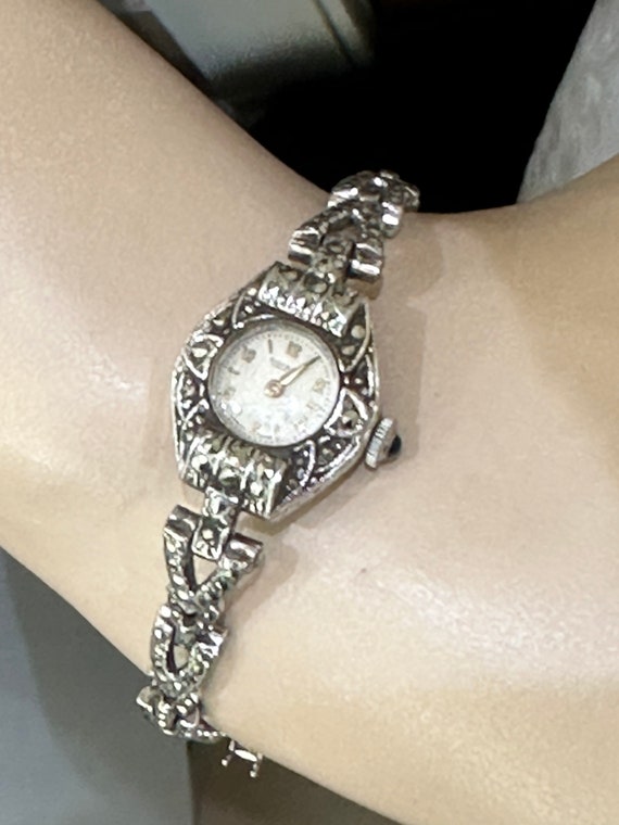 Rotary vintage Ladies Marcasite Art Deco style 17’ Jewels Mechanical dress WatchSwiss Made