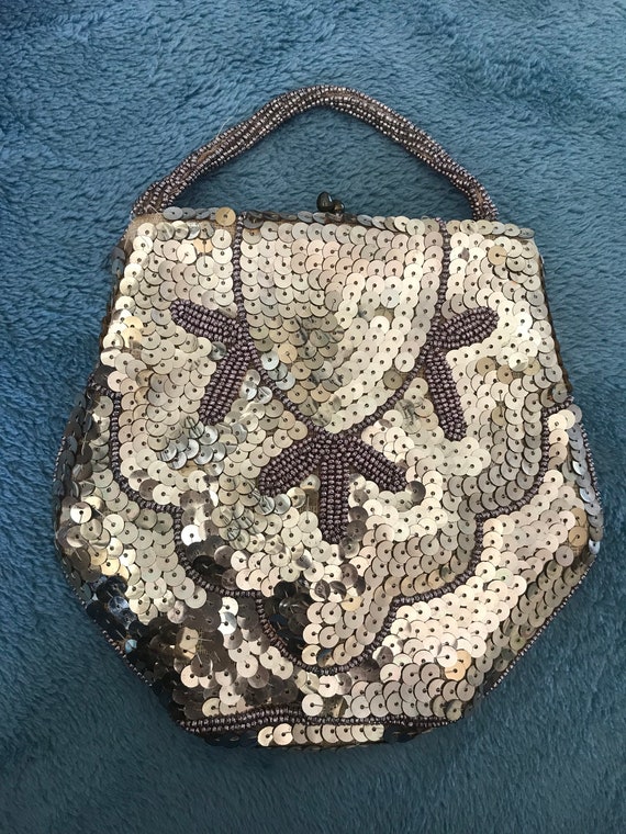 Art Deco gold beaded and sequinned evening purse … - image 7