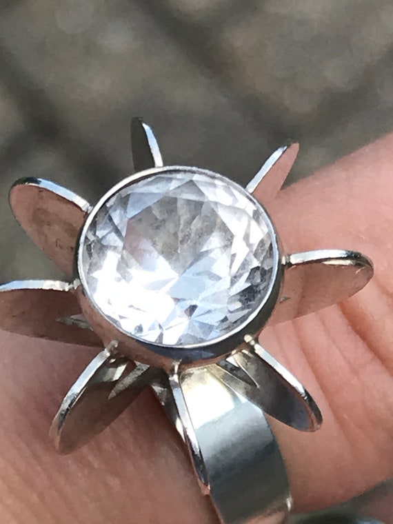 Kultaseppa Salovaara Finish Silver Modernist rock crystal ring 1972