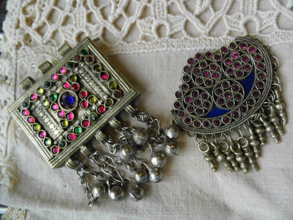 Two stunning Vintage Middle Eastern Pendants for reworking or upcycling