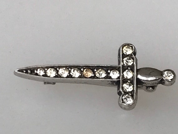 Edwardian silver paste dagger sword brooch pin