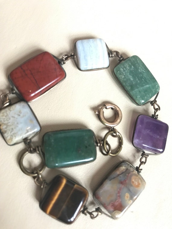 vintage semi precious hard stone wire set bracelet