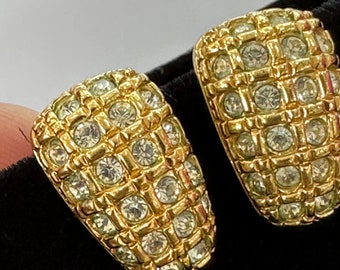 Pendientes vintage de clip chapados en oro de Swarovski