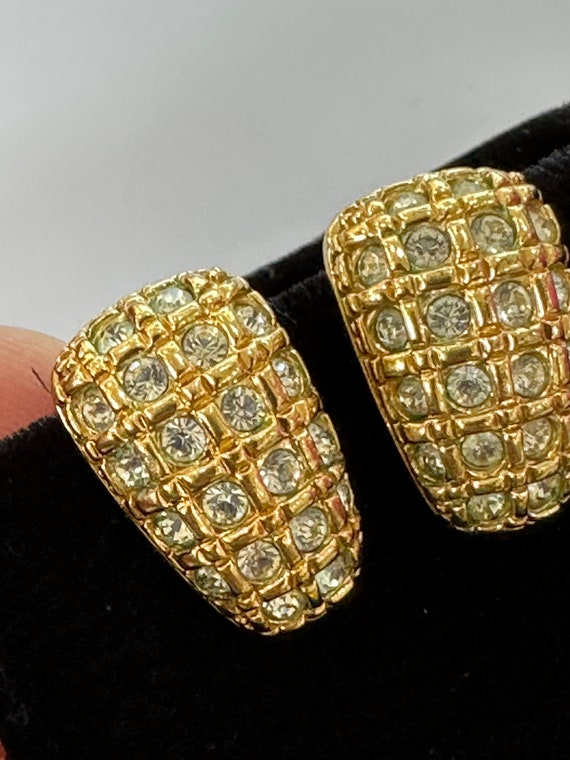 Vintage Swarovski gold plated clip on earrings