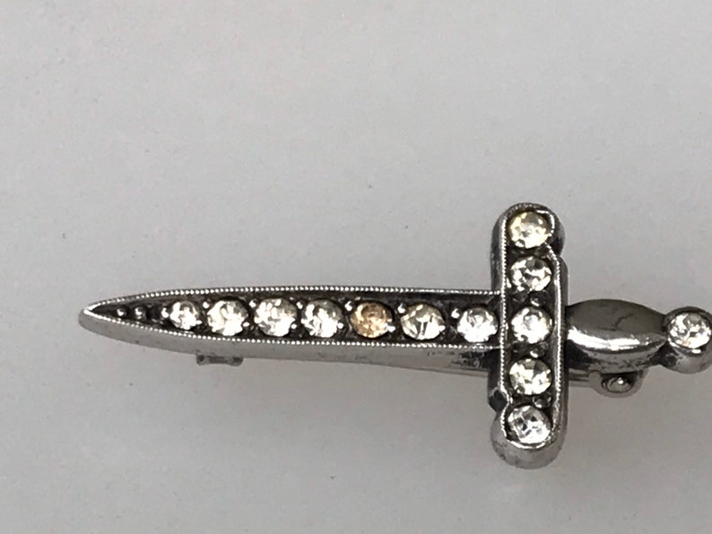 Edwardian silver paste dagger sword brooch pin