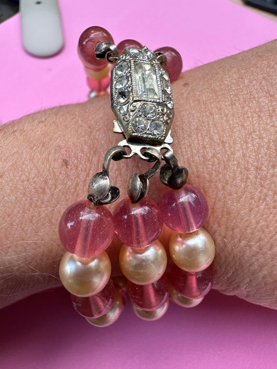 【NEW限定品】 Pink Pearl, Vintage 1950s Glass Etsy - Bracelet Rhinestone and アクセサリー