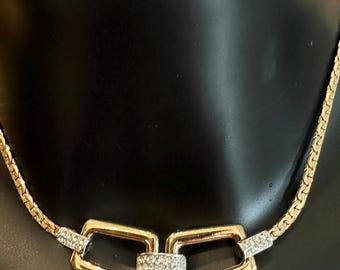 Vintage Attwood and Sawyer 22ct Gold Plated Crystal link choker necklace 15 inches