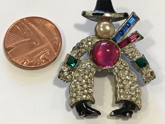 Lovely vintage rhinestone cowboy pronged brooch pin fur dress clip 1930-40