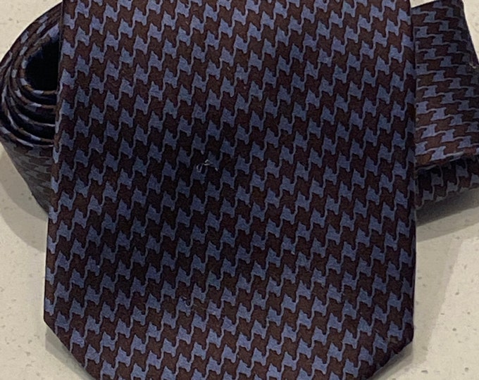 Authentic designer vintage Giorgio Armani pattern blue brown silk mens tie