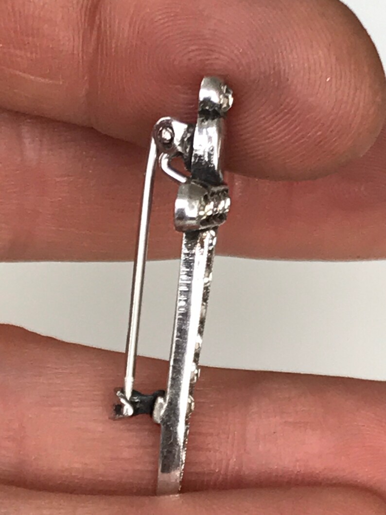 Edwardian silver paste dagger sword brooch pin