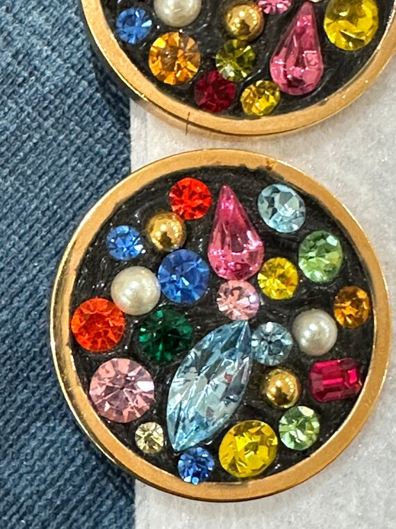 Large multi coloured glass rhinestone big circle … - image 2