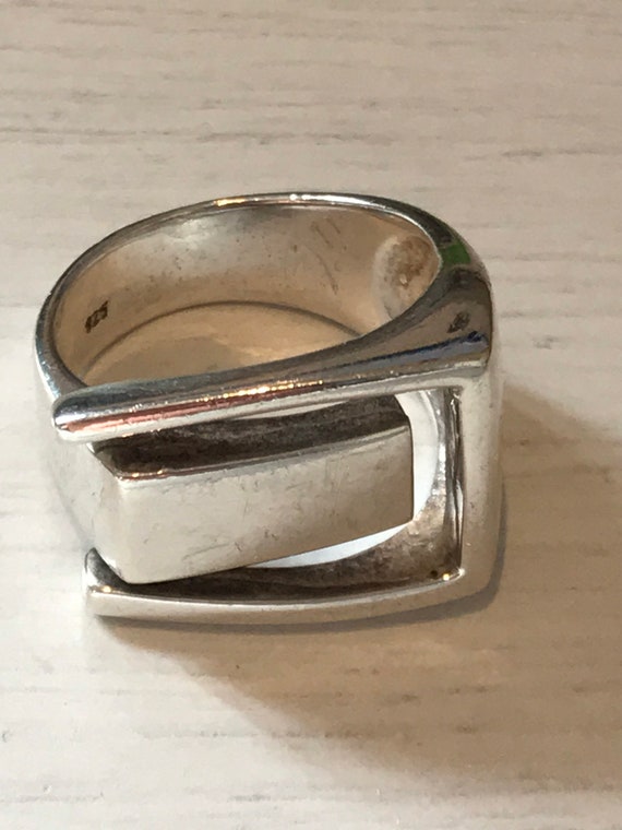 Vintage solid silver modernist style Statement piece Solid silver ring U.K. ring size R or a US size 8.5
