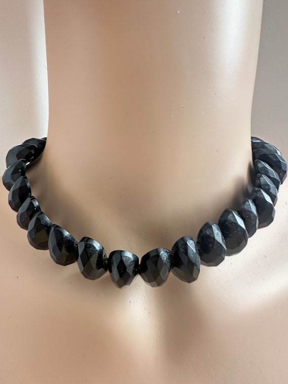 Fabulous Whitby Jet Victorian Faceted choker coll… - image 4