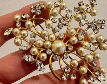 Broche Plaqué Or Avec Perle En Verre - Occasion, Style Vintage