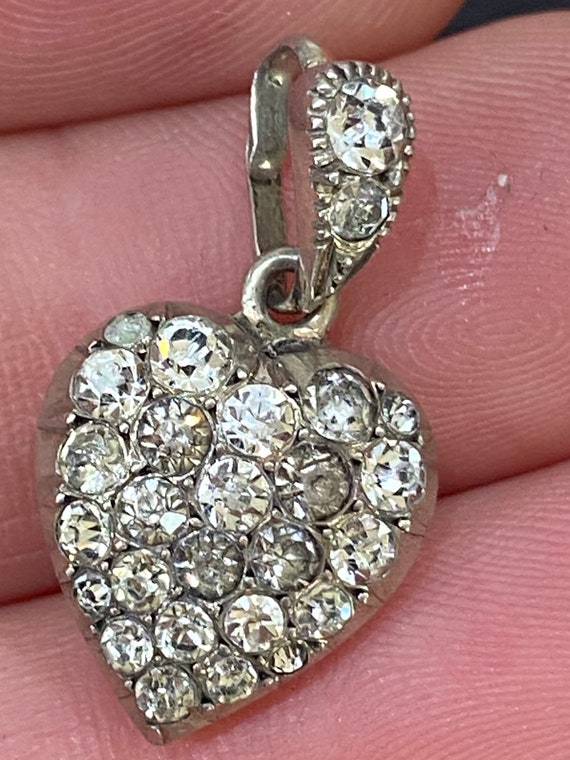 Antique Sterling Silver Paste Heart Pendant Late Victorian, Early Edwardian, c.1900.