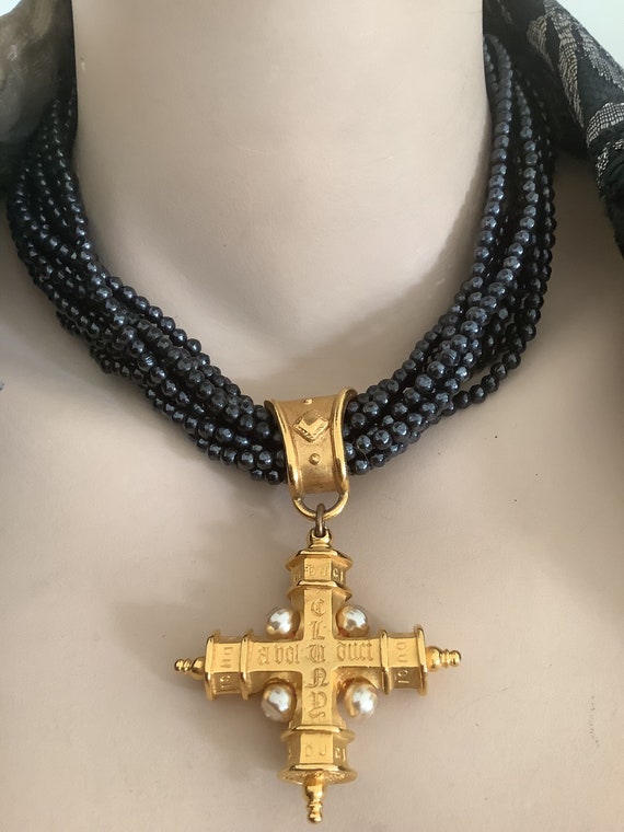 Stunning Rare designer Statement piece cross pendant necklace by Georges Rech Paris