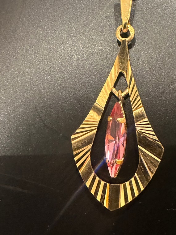 Gold-Plated Pendant A D Andreas Daub With pink Colour Stone