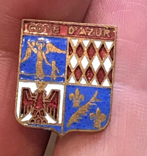 Vintage Côte d'Azur coat of arms enamelled souvenir pin brooch