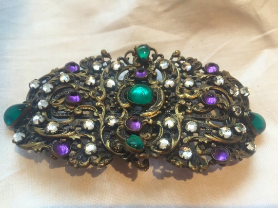 Rare original Art Nouveau belt buckle by Piel Frères, Paris 1900s.